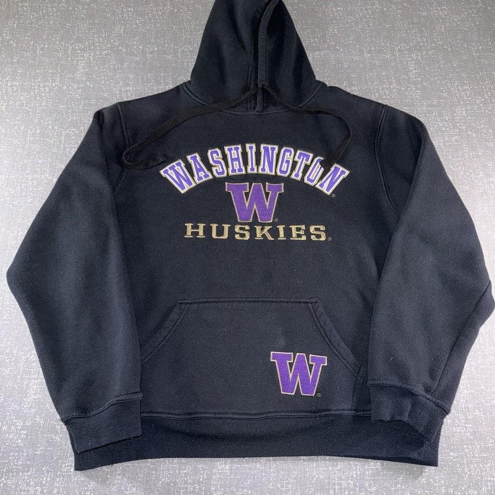 Washington Huskies Hoodie Sweatshirt Mens Large Black NCAA Football J America